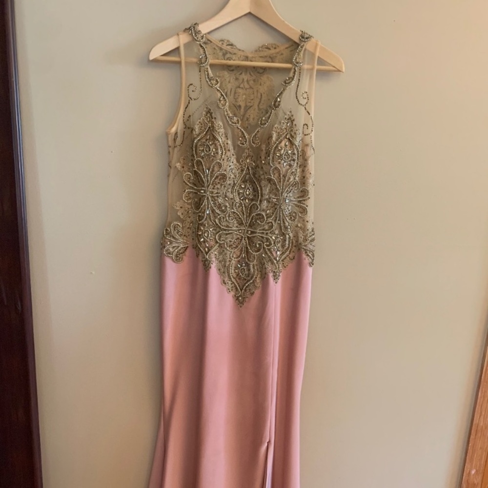 Elegant chiffon evening gown with embellishments